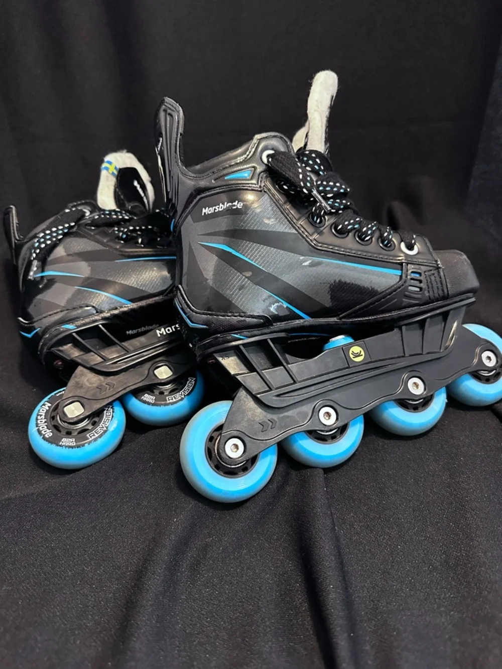 Marsblade Kids Inline Hockey Skates - Black and Blue Sz. 12Y